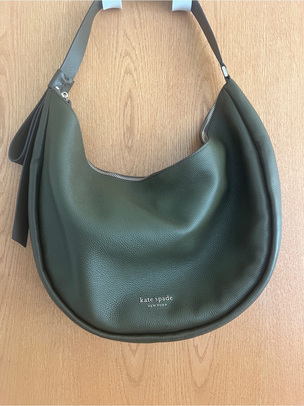kate spade Dark Olive Green Pebbled Leather Shoulder Bag